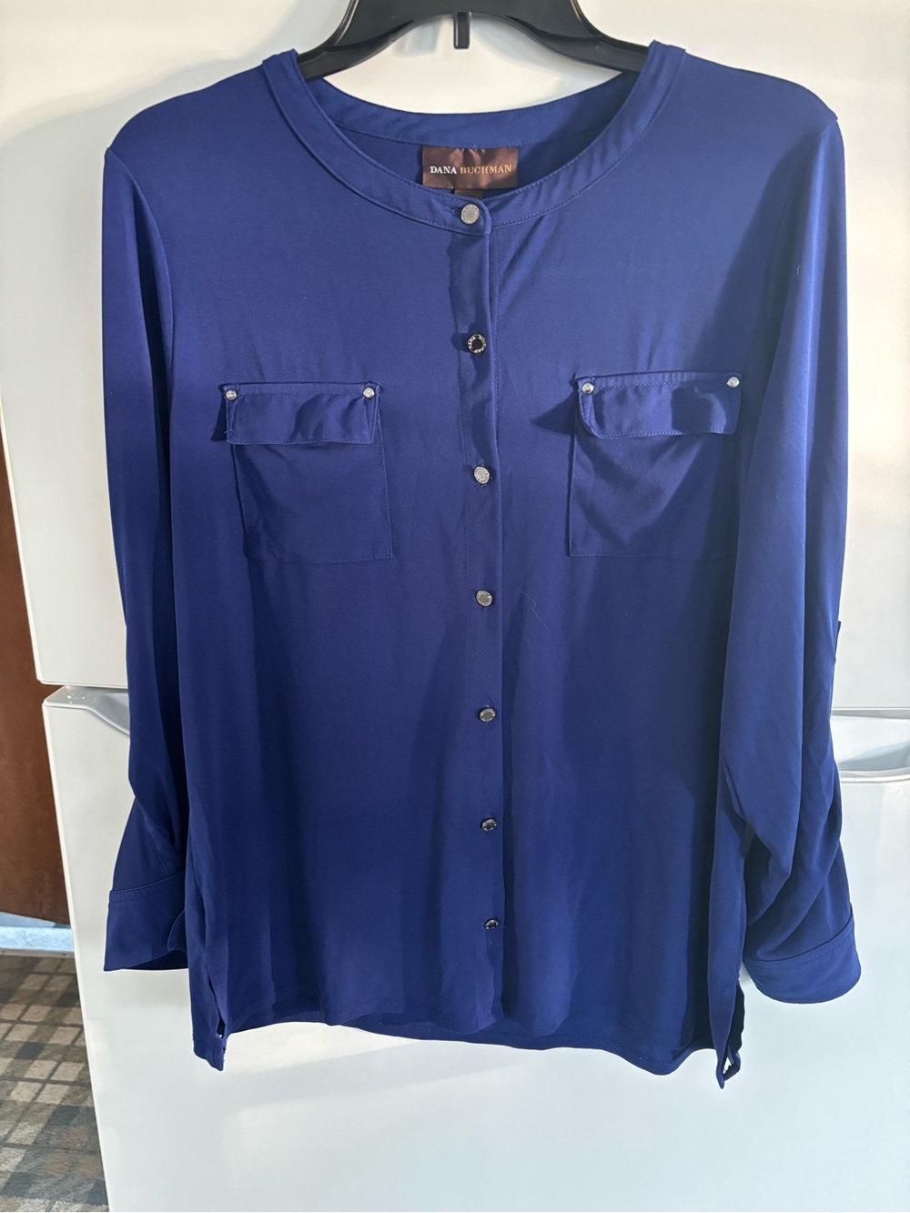 Dana Buchman Cobalt Blue Button-Up Blouse